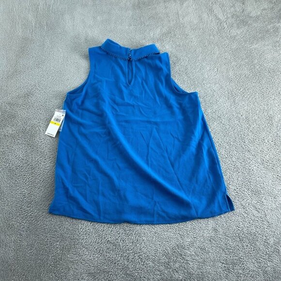 Sleeveless Collared Blouse By CeCe In Santorini Sky Blue Size M NWT 5637 - Picture 2 of 10